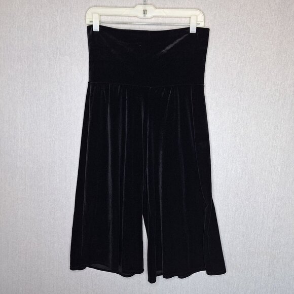 💙 Notations Black Velour Wide Elastic Waistband Wide Leg Cropped Pants Size M/L - Picture 8 of 8